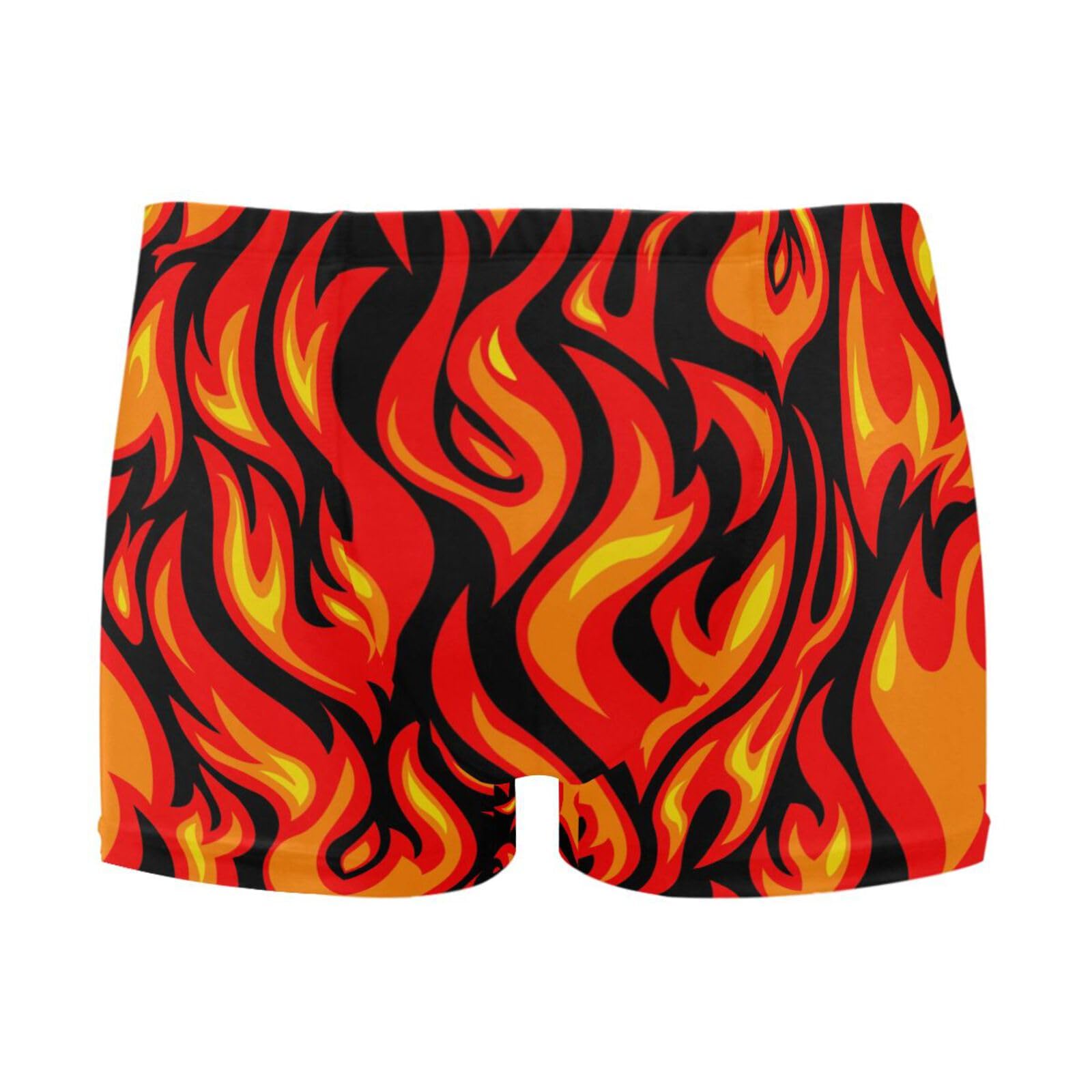 JHKKU Men's Flames Swim Trunk Swimwear Bathing Suit Swim Brief Square Leg Board Short with Adjustable Drawstring XL