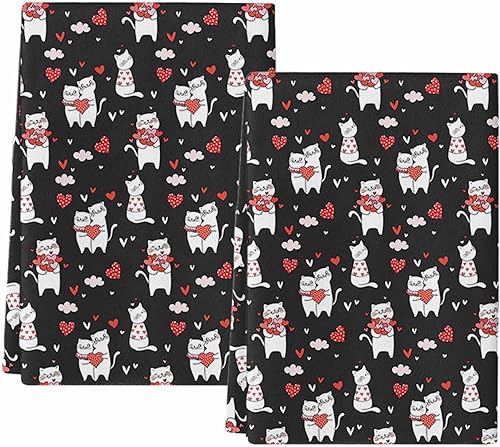Toallas de cocina para amantes de los gatos, color negro, absorbente, suave, reutilizable, lavable, paño de limpieza, toallas de baño para baño,