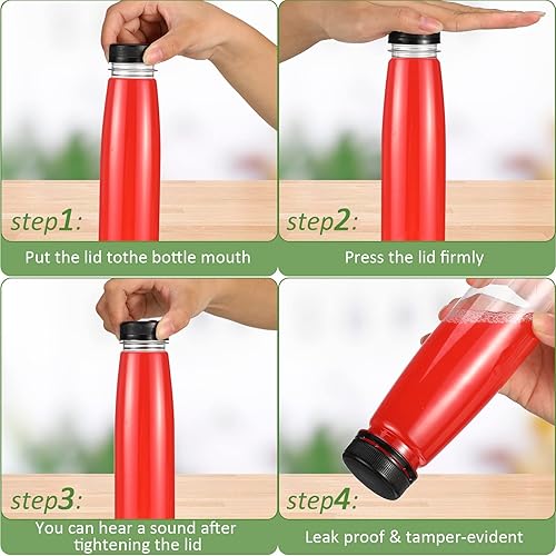 Miniatura 4 de 100 botellas de plástico para jugos con tapas, recipientes transparentes reutilizables para bebidas, botellas vacías para jugos caseros, leche,