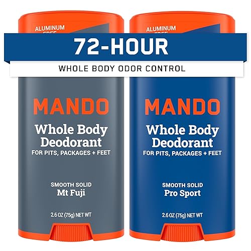 Miniatura 12 de Mando Desodorante de cuerpo entero para hombres, barra lisa y sólida, control de olores de 72 horas, sin aluminio, sin bicarbonato de sodio, seguro