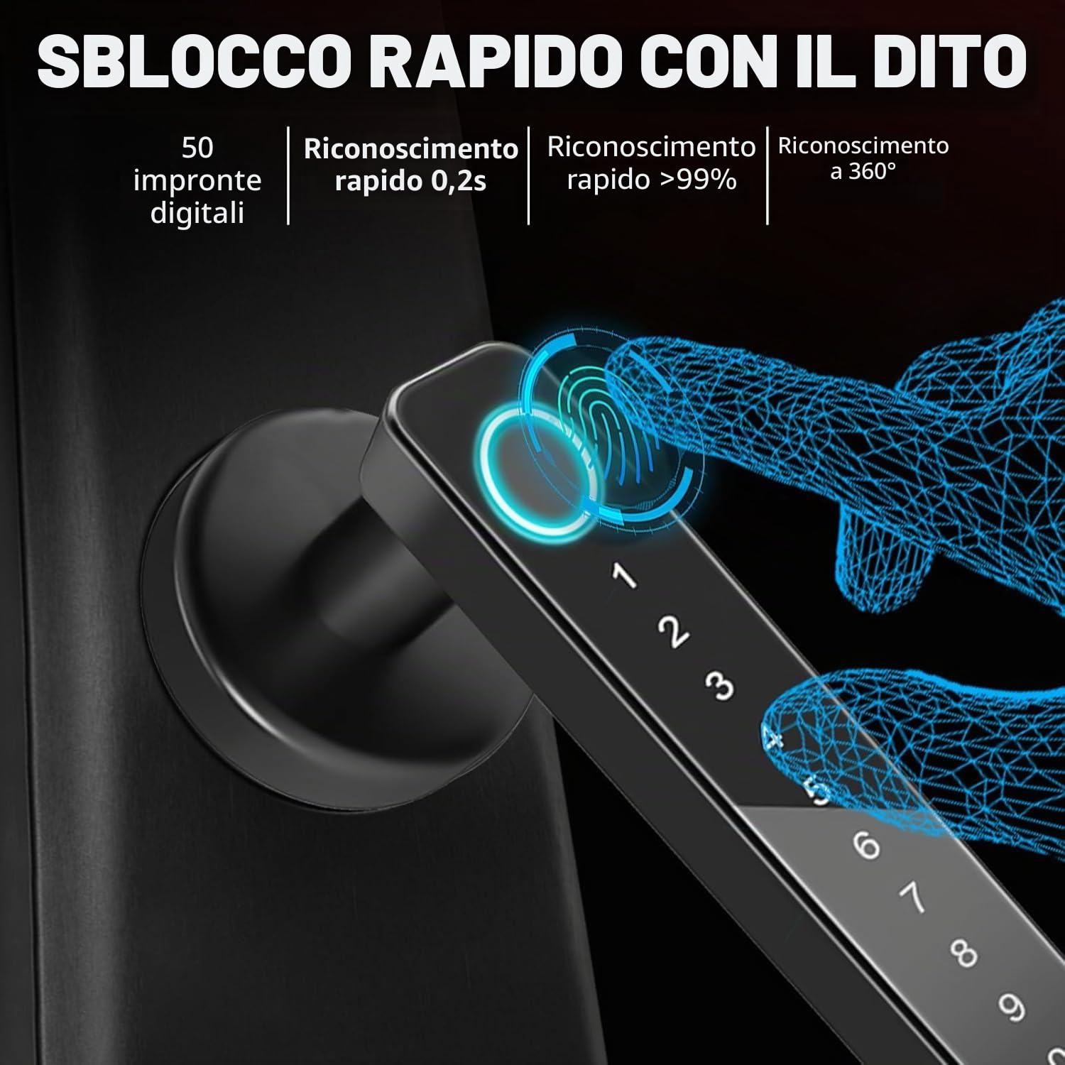 NEWFUN Serratura Smart Porta Blindata,Serratura Wifi,Con chiave, scheda chiave, APP Bluetooth per la serratura della porta, impermeabile