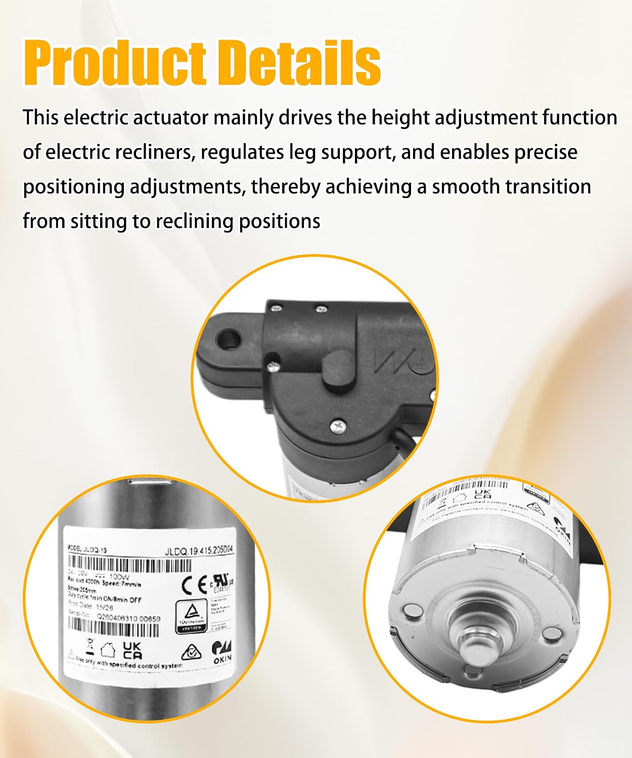 JLDQ.19.415.205D04 Power Recliner Motor Model Actuator | Fits for Sofa Lift Chairs