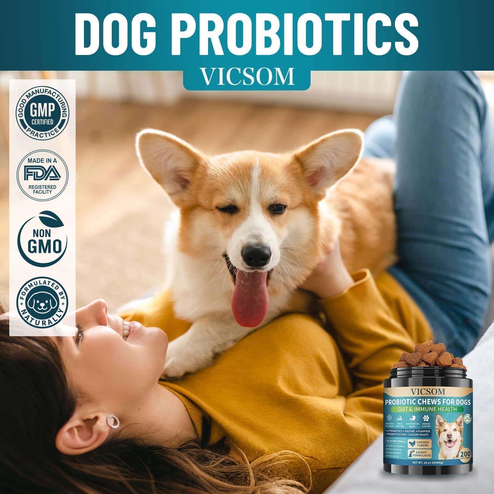 Dog Probiotics for Dogs, 200 Soft Probiotics Chews for Dogs Digestive Health Gut Health & Immune System, with 6 Probiotics & Digestive Enzymes, Support Itchy Skin, Constipation & Diarrhea Relief - image 7