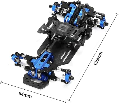 RC Car Frame, 1/24 1/28 TG Racing Carbon Fiber Assembled Mini Rear Drive RWD Drift Racing Car Frame Body Kit with Tools DIY Parts (Blue)