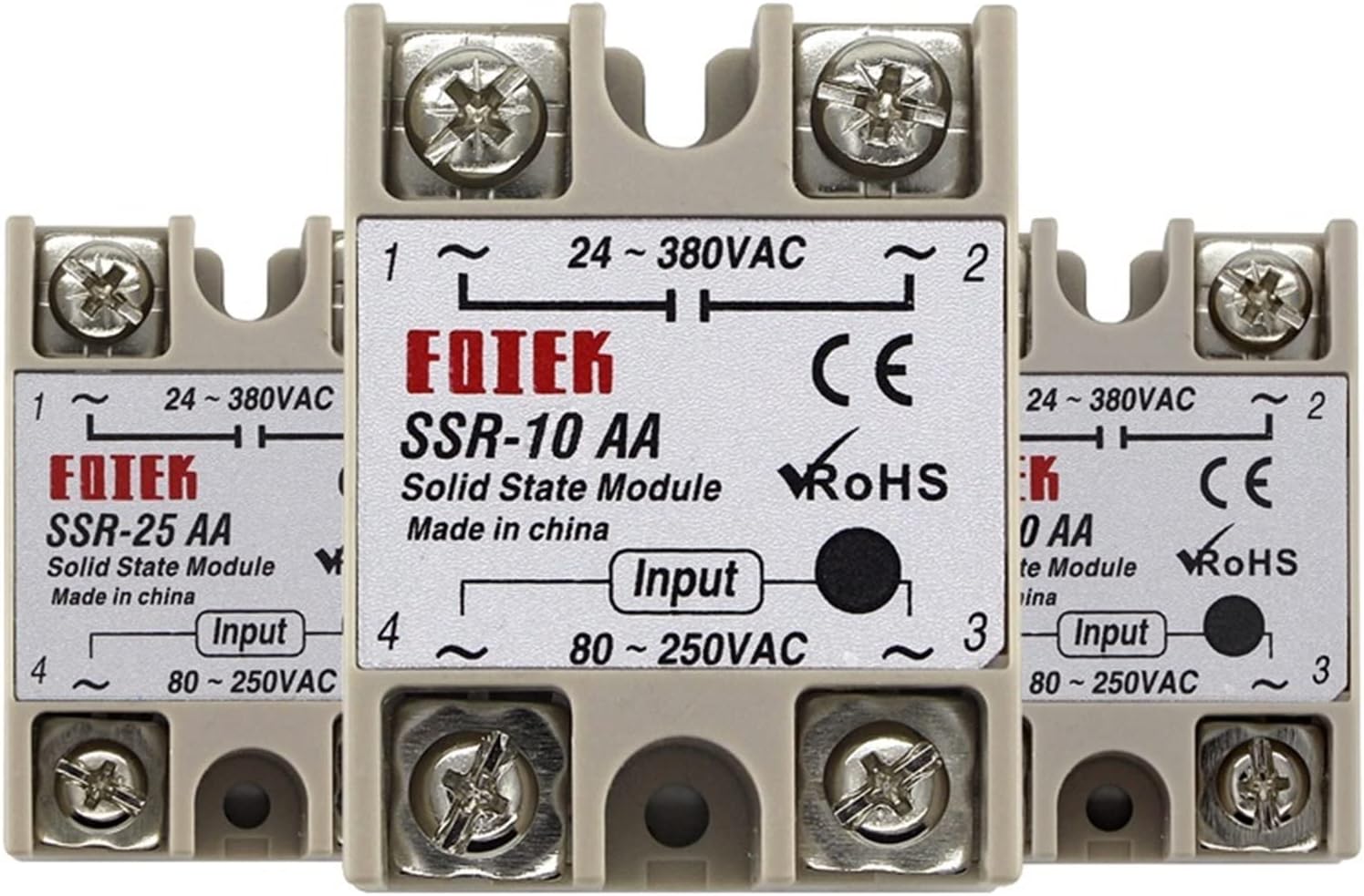 SSR-10AA SSR-25AA SSR-40AA 10A 25A 40A Solid State Relay Module 80-250V Input AC 24-380V Output(SSR-40AA)