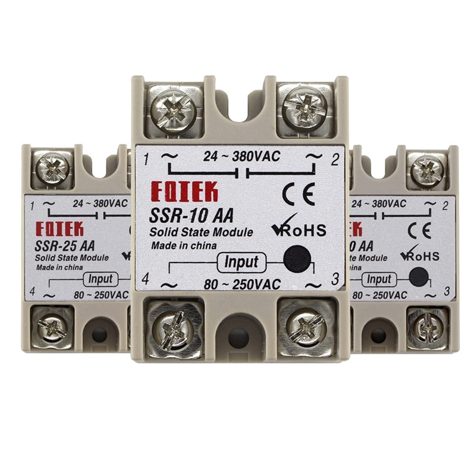 Parti di ricambio SSR-10AA SSR-25AA SSR-40AA Modulo relè a stato solido 10A 25A 40A Ingresso 80-250 V CA Uscita 24-380 V CA (Size : SSR-40AA)