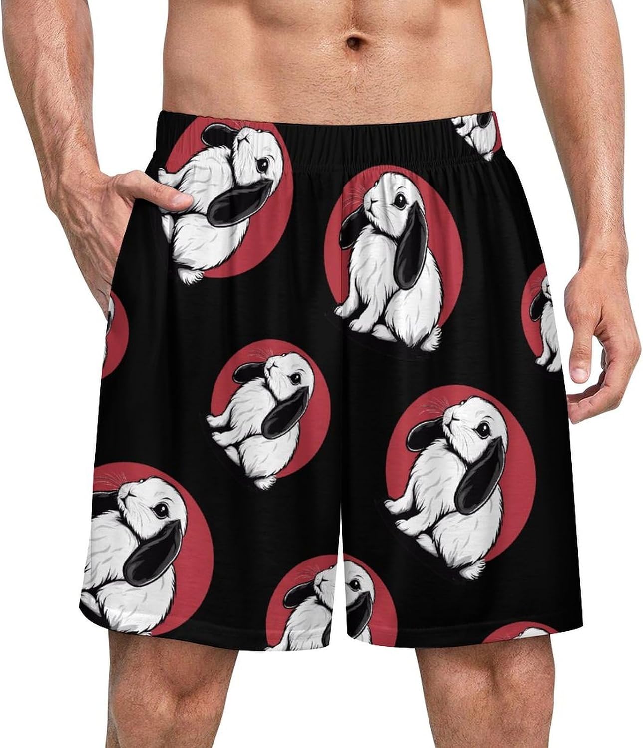 Dutch Bunny Rabbit Mens Pajama Shorts Sleep Lounge Shorts Pj Bottoms with Pockets