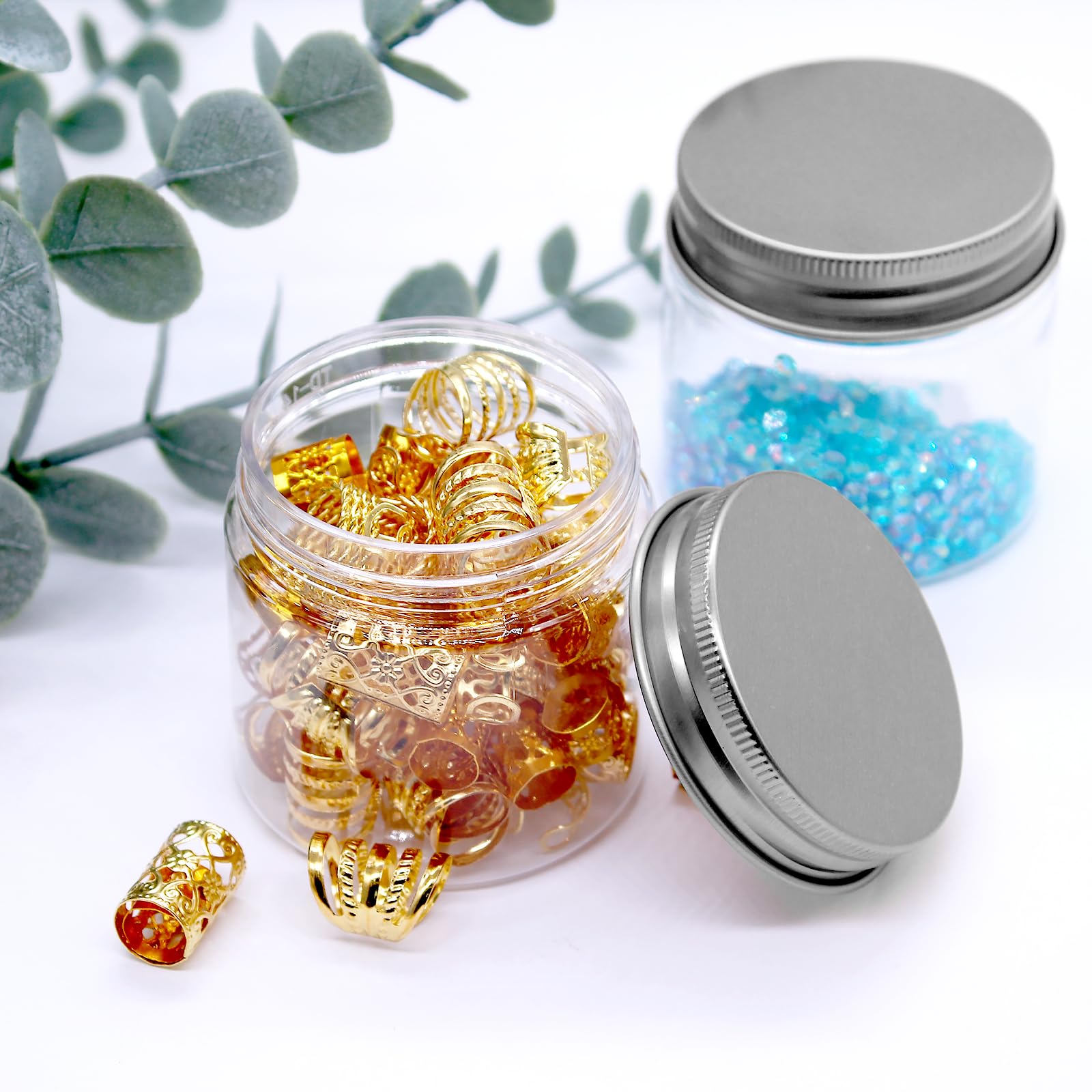 20 Pièces Pots Cosmétiques en Plastique, 60 ml Pots de Crème à Remplir avec Couvercle et étiquettes, Contenants Cosmétiques Vides pour échantillons, Cosmétiques, Nail Art