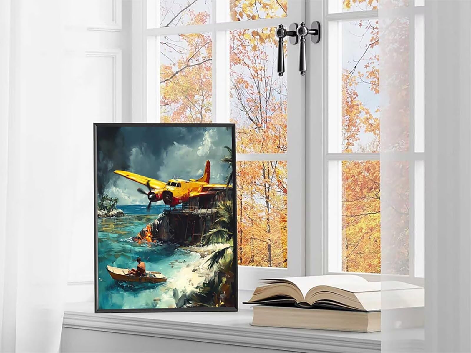 Samolot malowanie diamentowe, 5D pełny zestaw do malowania oceanem, koraliki do przyklejania zestawy do malowania dla dorosłych, DIY diamenty, dekoracja domu prezent 100 x 135 cm Z-2049