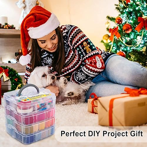 Miniatura 7 de Inscraft Juego de 403 hilos de hilo de bordar, 250 colores de punto de cruz, pulsera de la amistad con 153 herramientas de punto de cruz, caja