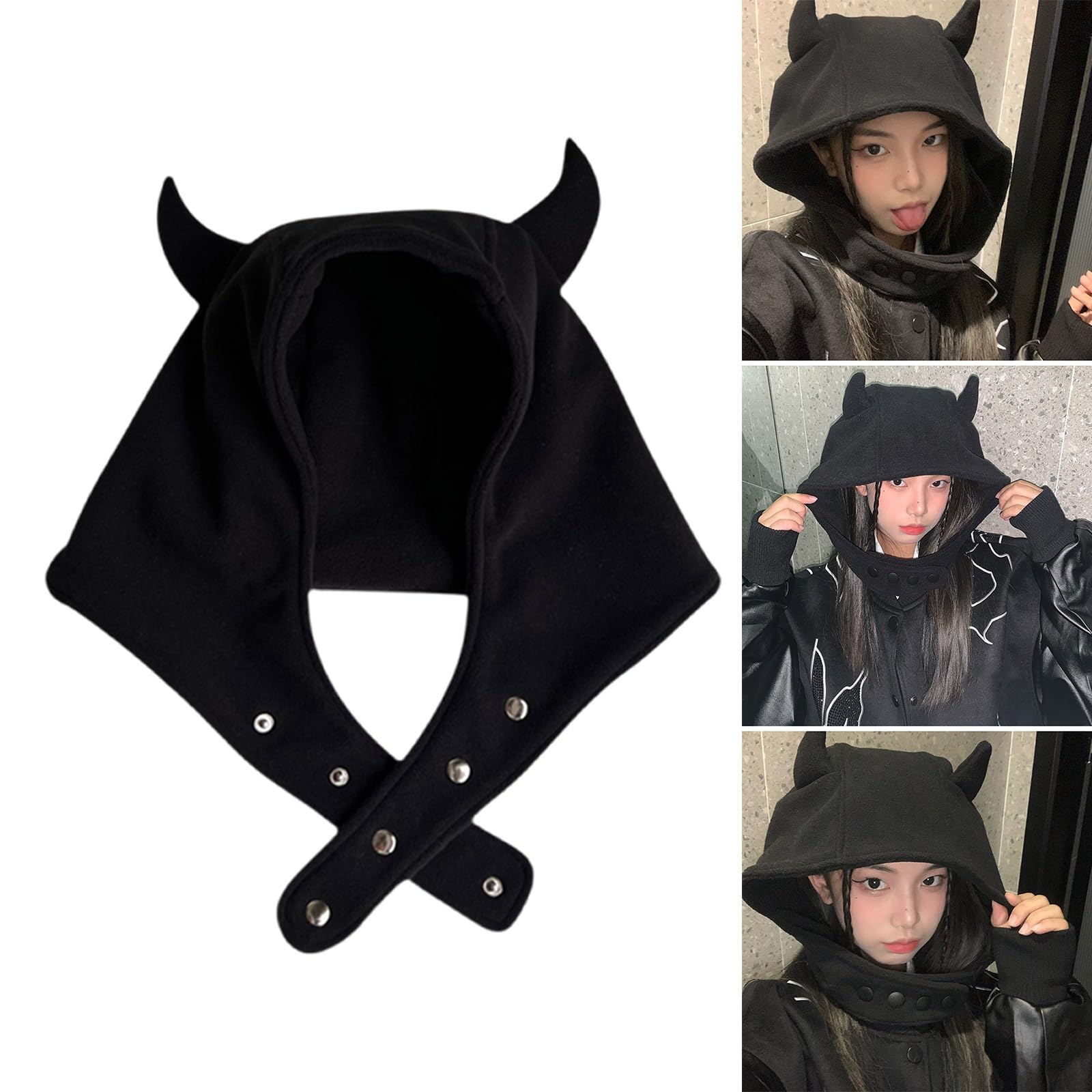 Breathable Head with Button for Outdoor Sports Adjustable Hat with Horn for Outdoor Activity