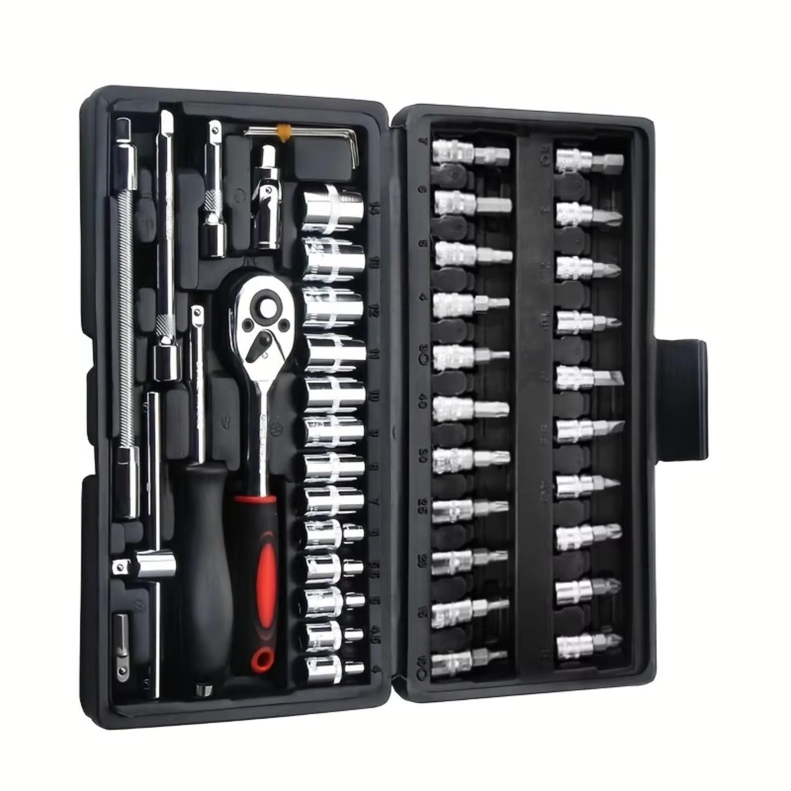 YNIYUJKL Automotive Tool Set 46 Pieces Professal Torque Wrench Ratchet With S For Car Bike Home Repair Mechanic'S Kit For Diy Enthusiasts