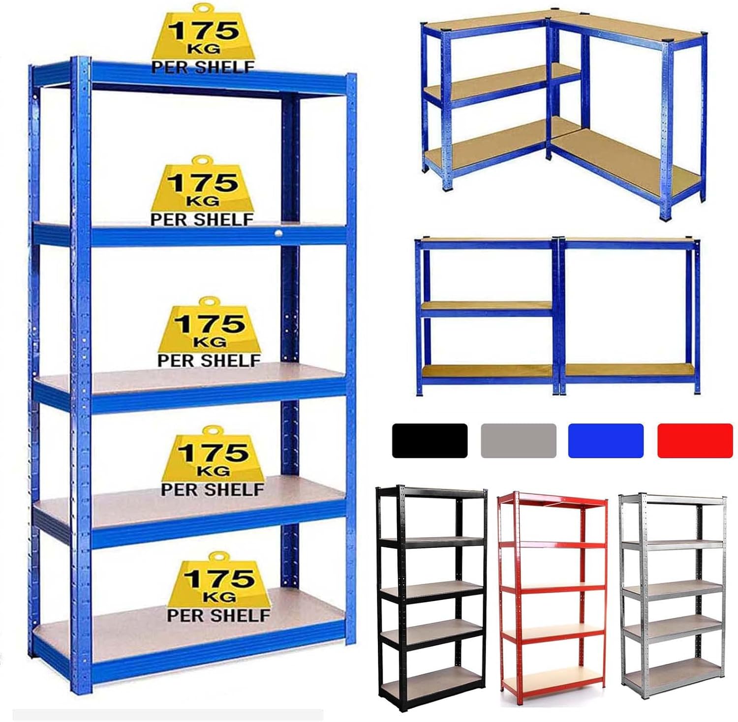 AutoBaBa 5 Tier Heavy Duty Boltless Garage Shelving Units 150 x 70 x
