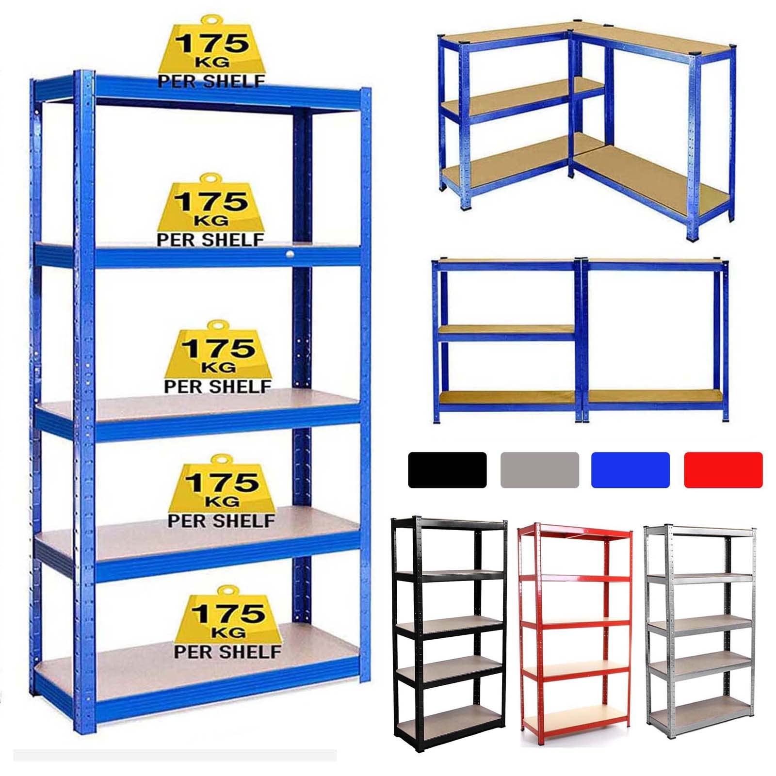 AutoBaBa 5 Tier Heavy Duty Boltless Garage Shelving Units - 150 x 70 x 30cm Adjustable Standing Shelving Metal Storage Shelves Racking Unit for Shed Warehouse Workshop Office, 875KG Capacity, Black