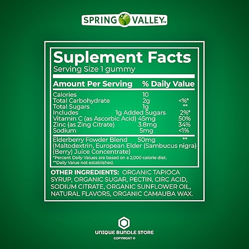 Miniatura 5 de Unique Bundle Store Spring Valley - Gomitas de saúco de 50 mg para adultos, 120 unidades, gomitas vegetarianas sin OMG + organizador de pastillas de
