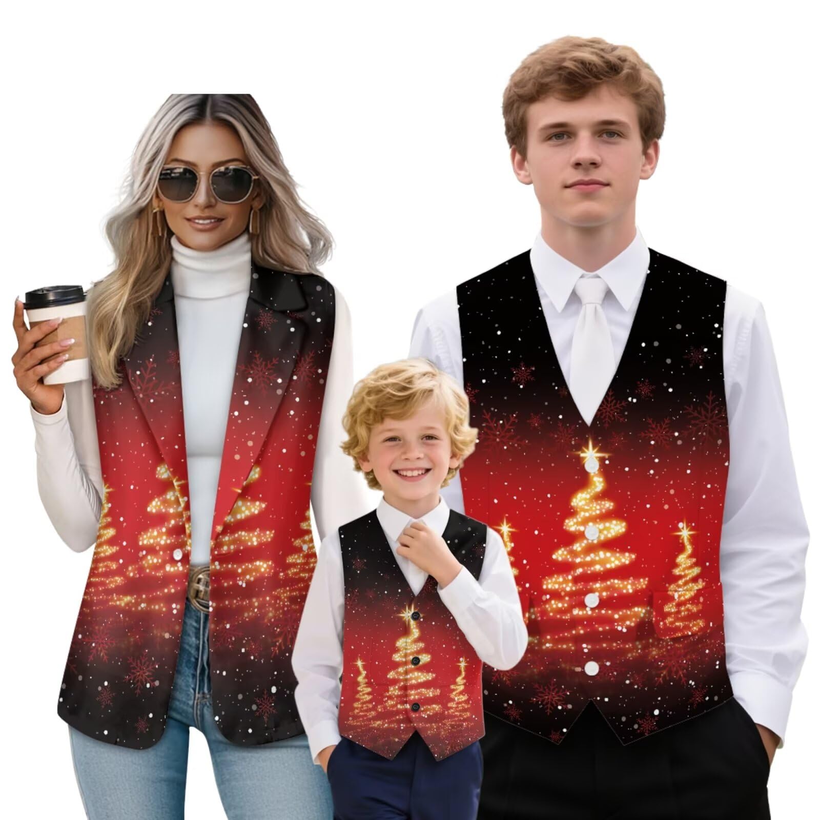 Dad Mom and Me Matching Vest Family Christmas Outfits Formal or Casual Vest