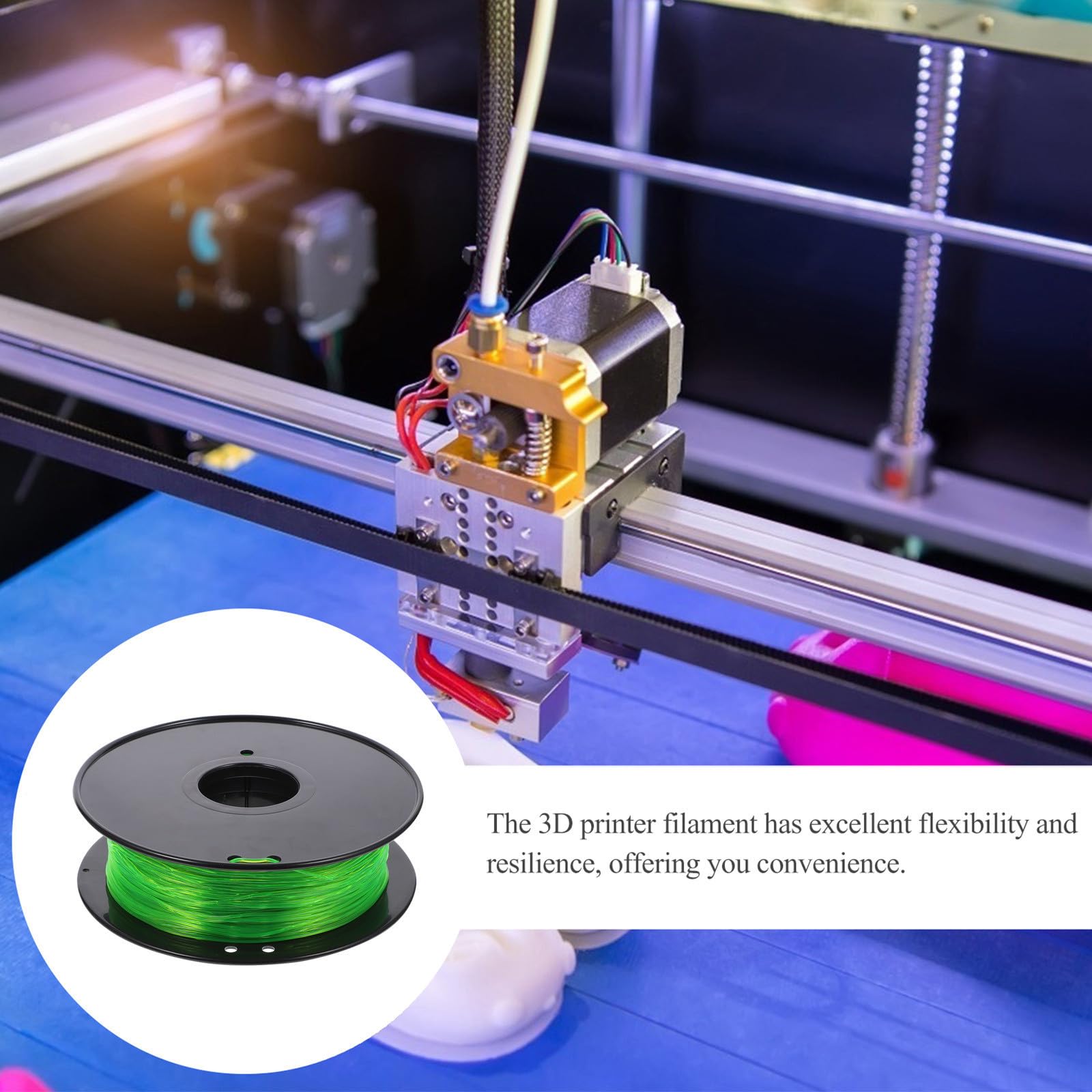 Filamento Tpu 1,75mm per Stampante 3d, Verde, 1 Kg
