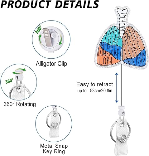 Miniatura 5 de Paquete de 3 carretes de insignia con soporte para insignia, clip retráctil para enfermera, enfermería, estudiante, tarjeta de nombre, tarjeta de