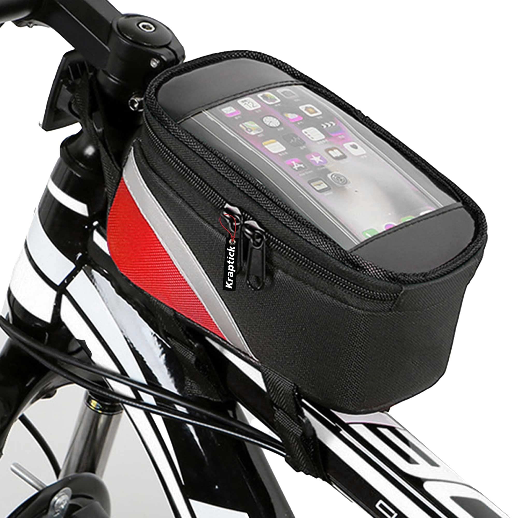 Kraptick Cycle Bicycle Bag, Cycle Bag Carrier, Water-Proof Cycle Bag for Mobile, Cycle Front Frame Bag, Cycle Storage Pouch for Cycle Accessories- Mobile Phone, Keys, Wallet (Red) (B0CXDJKPS6) Amazon Price History, Amazon Price Tracker
