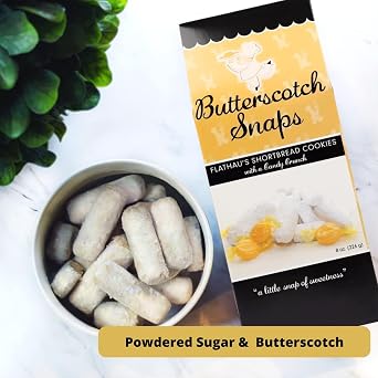 Flathaus Fine Foods, Gourmet Shortbread Cookies, Handcrafted All Natural Artisan Bites, Southern-Baked Sweet Snaps with a Buttery Finish (Butterscotch, 8oz)