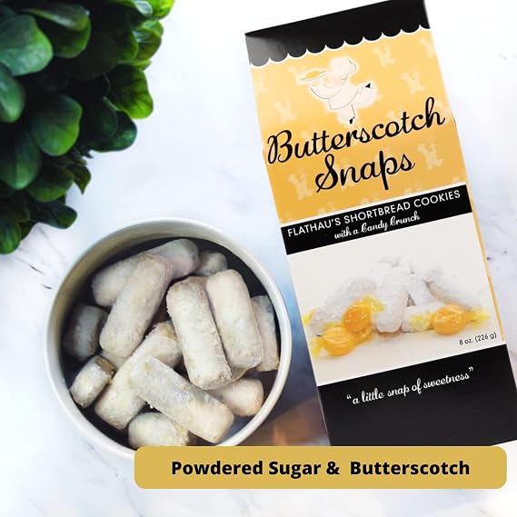 Flathaus Fine Foods, Gourmet Shortbread Cookies, Handcrafted All Natural Artisan Bites, Southern-Baked Sweet Snaps with a Buttery Finish (Butterscotch, 8oz)