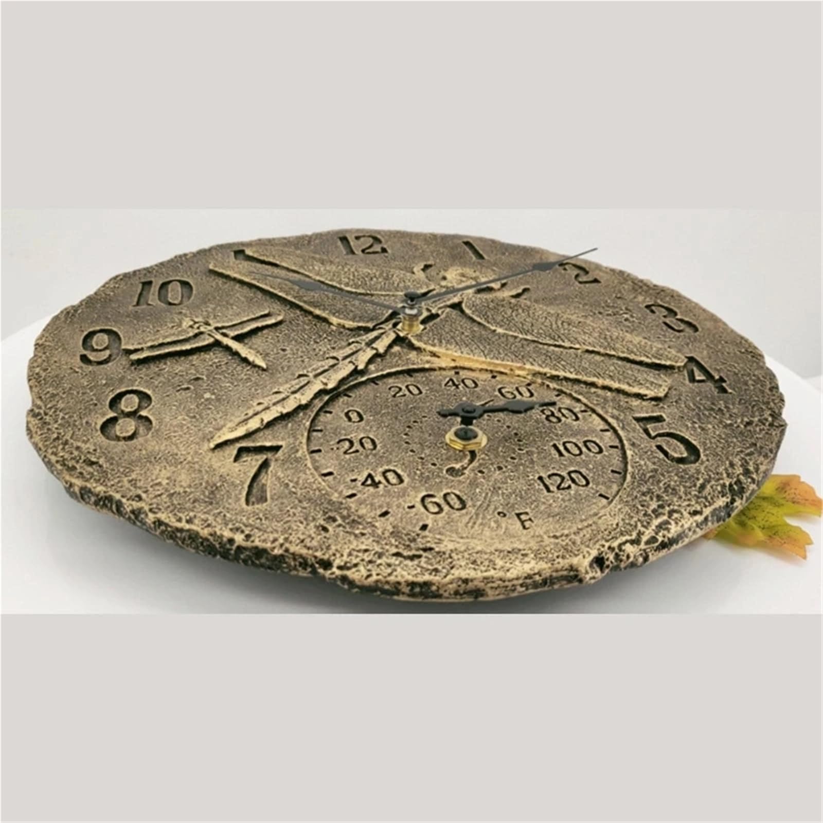 Horloge Murale en résine thermomètre Horloge extérieure pour Extérieur, Jardin, Balcon