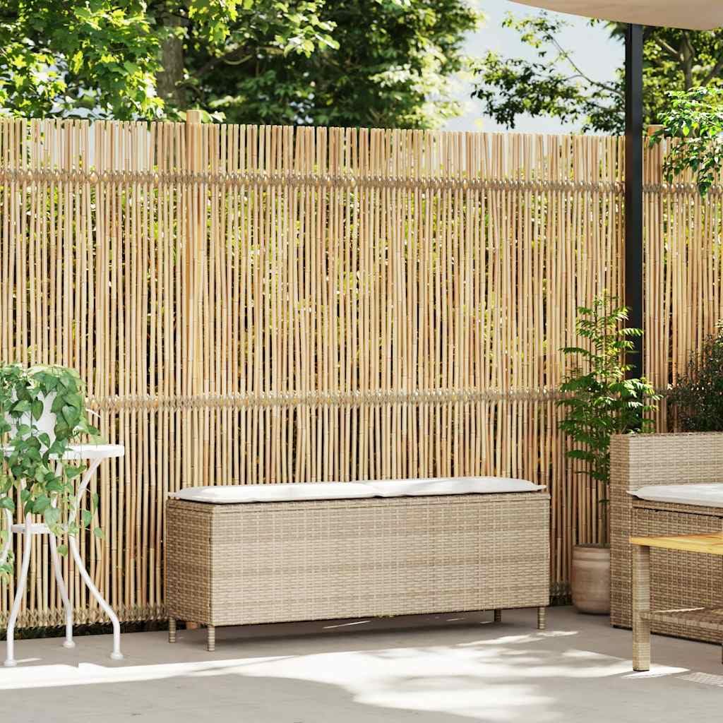 vidaXL Banco de jardín con cojín beige110x30x40,5 cm ratán sintético, Banco de Exterior, Banco de Parque, sofá de Dos plazas de jardín
