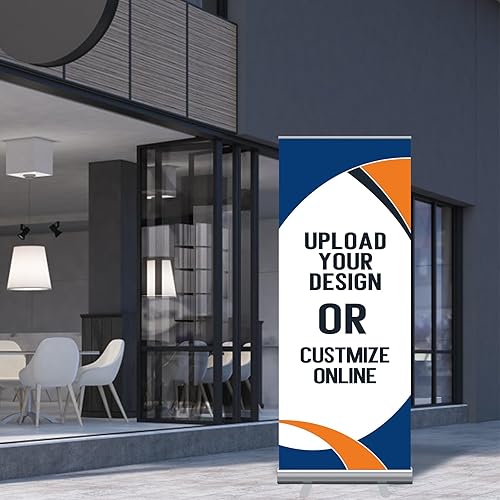 Miniatura 2 de Pancarta retráctil de 33 x 81 pulgadas personalizable con soporte, impresión HD retráctil y letreros para negocios, publicidad, tiendas, ferias