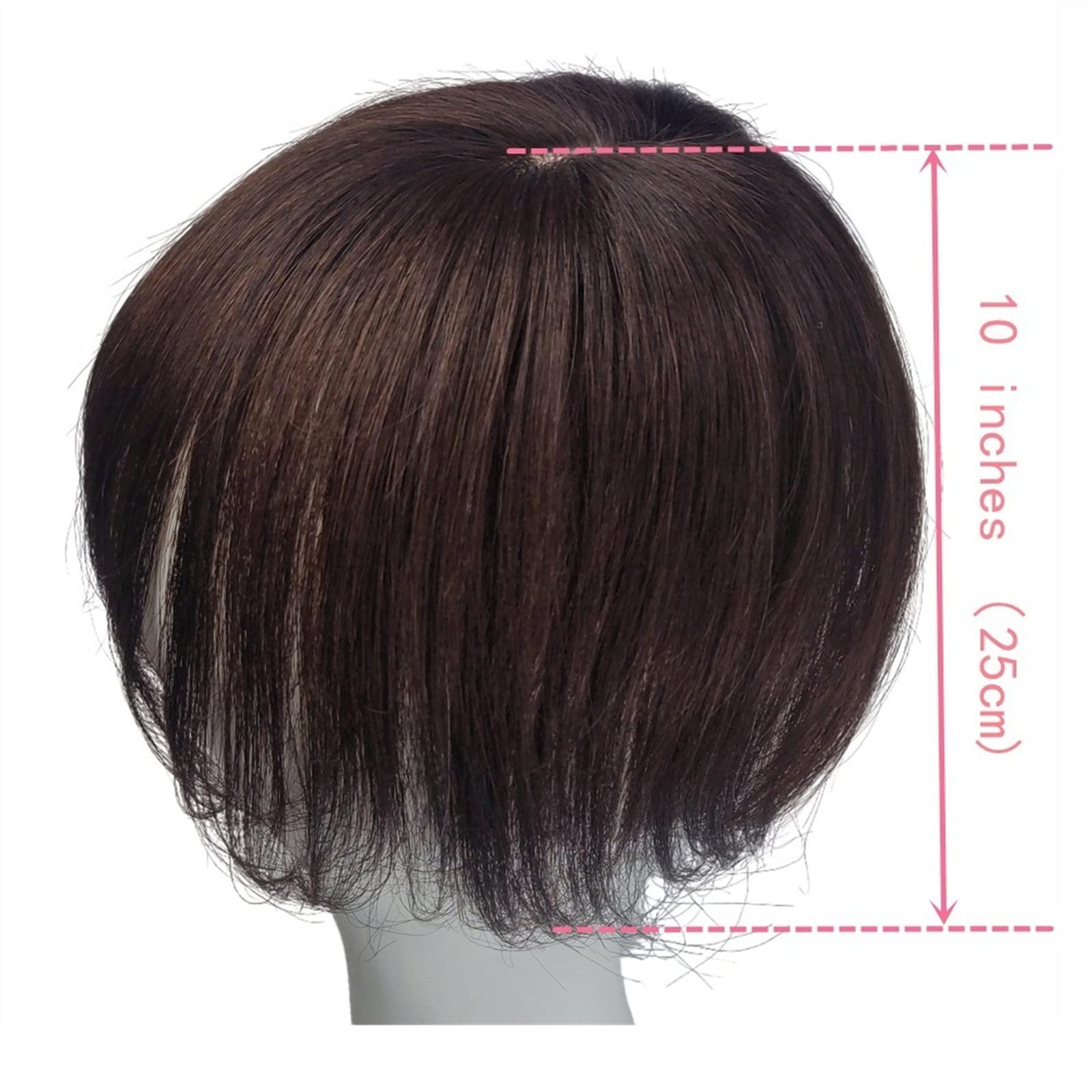 Peaky Pony Pony Echthaar Clip Mittlerer Teil Indische Pony Haarteile Gerade Natürliche Krone Topper Clip in Top für Frauen mit dünner werdendem Gesichtsrahmen(Light Brown)