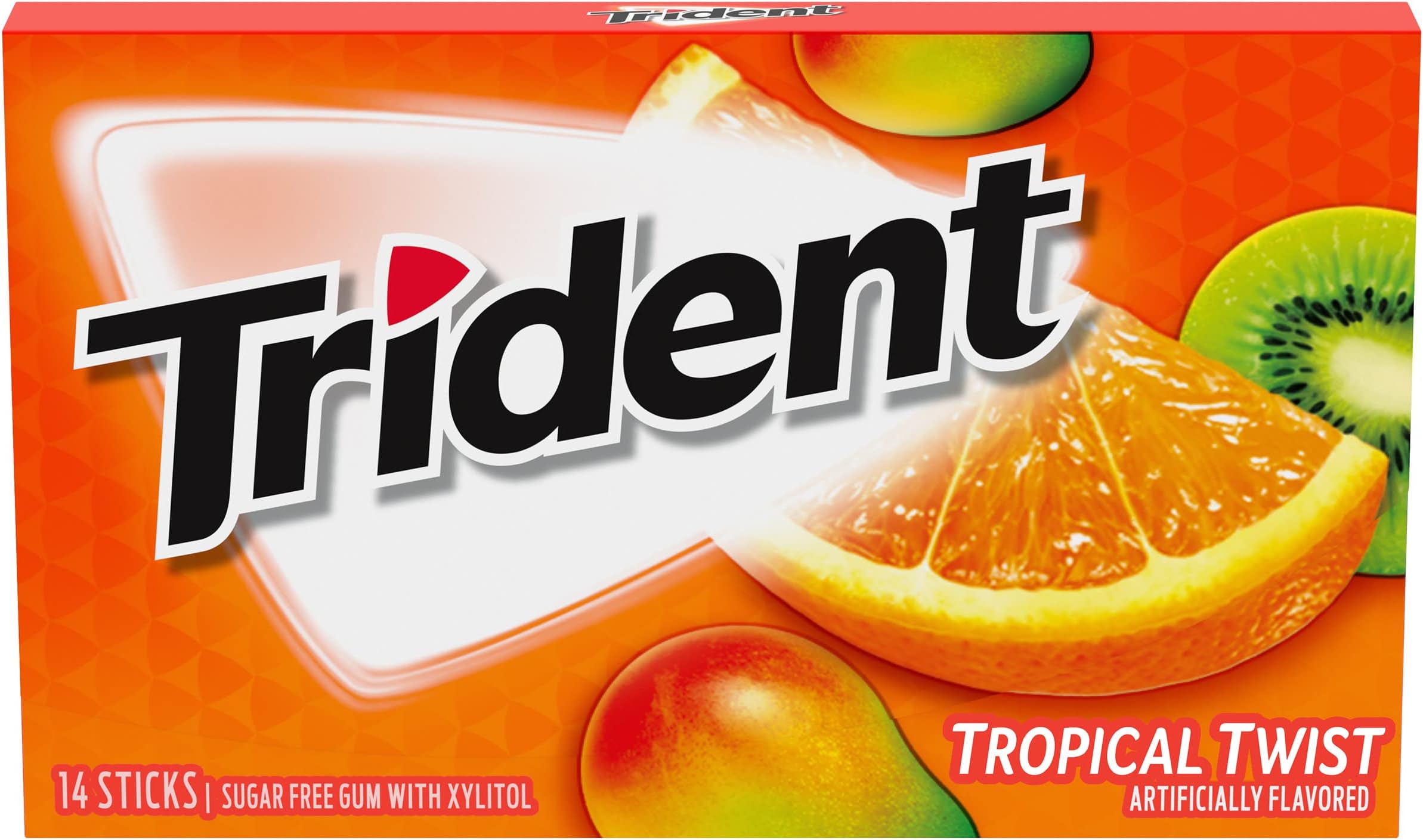 Trident Tropical Twist Sugar-Free Chewing Gum, 14 Pieces (Pack of 1)