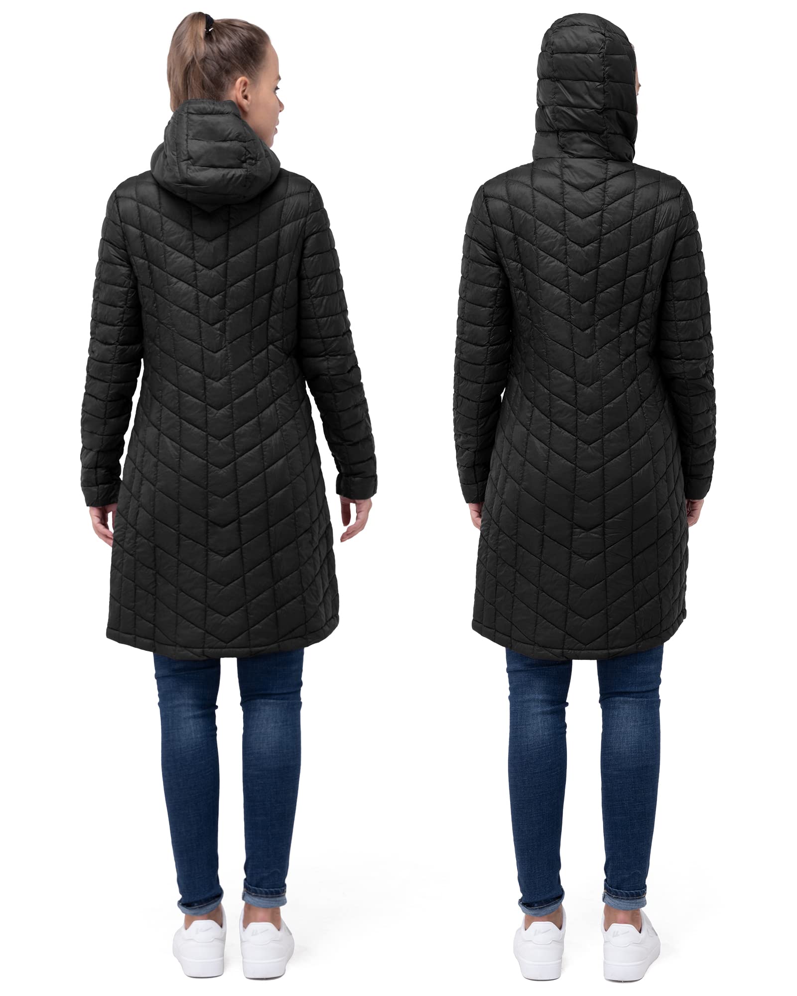 33,000ft Wintermantel Damen Steppmantel Leicht Parka Wasserdicht Winterjacke Langer Jacke Pufferjacke Warme Outdoorjacke Thermolite Steppjacke mit Kapuze