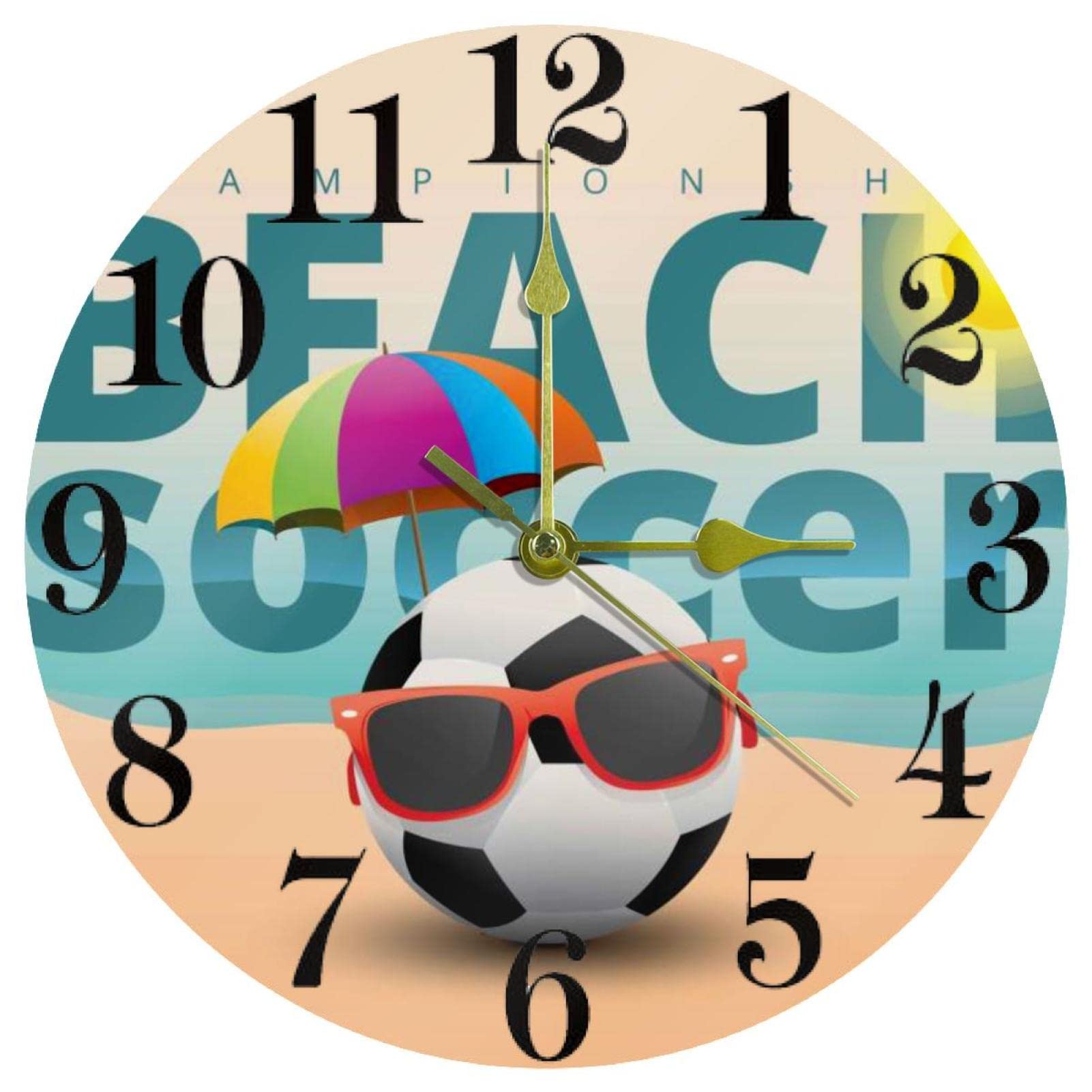 Horloge murale de football 25,4 cm montre murale silencieuse pour maison et école