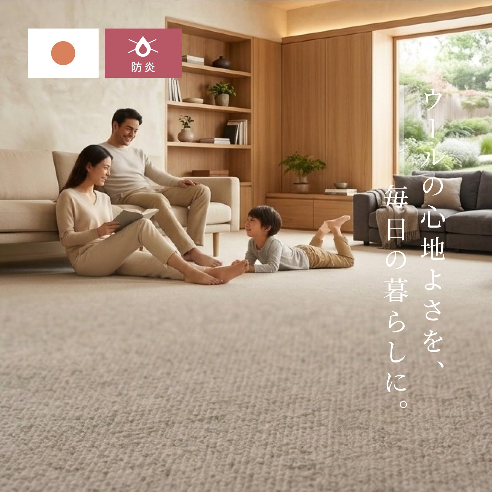 Amazon | 萩原 オペラ ウール100% カーペット 江戸間6畳 261×352cm