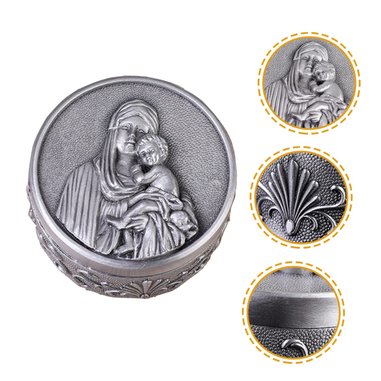 Joyero Vintage Pequeño de Aleación Plata 2 Piezas para Joyas