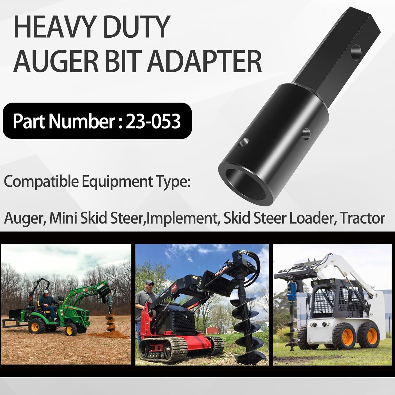Heavy Duty Auger Adapter 2" Female Round to 2" Male Hex Bit Converter for Auger, Post Hole Digger, Mini Skid Steer, Tractor, Skid Steer Loader