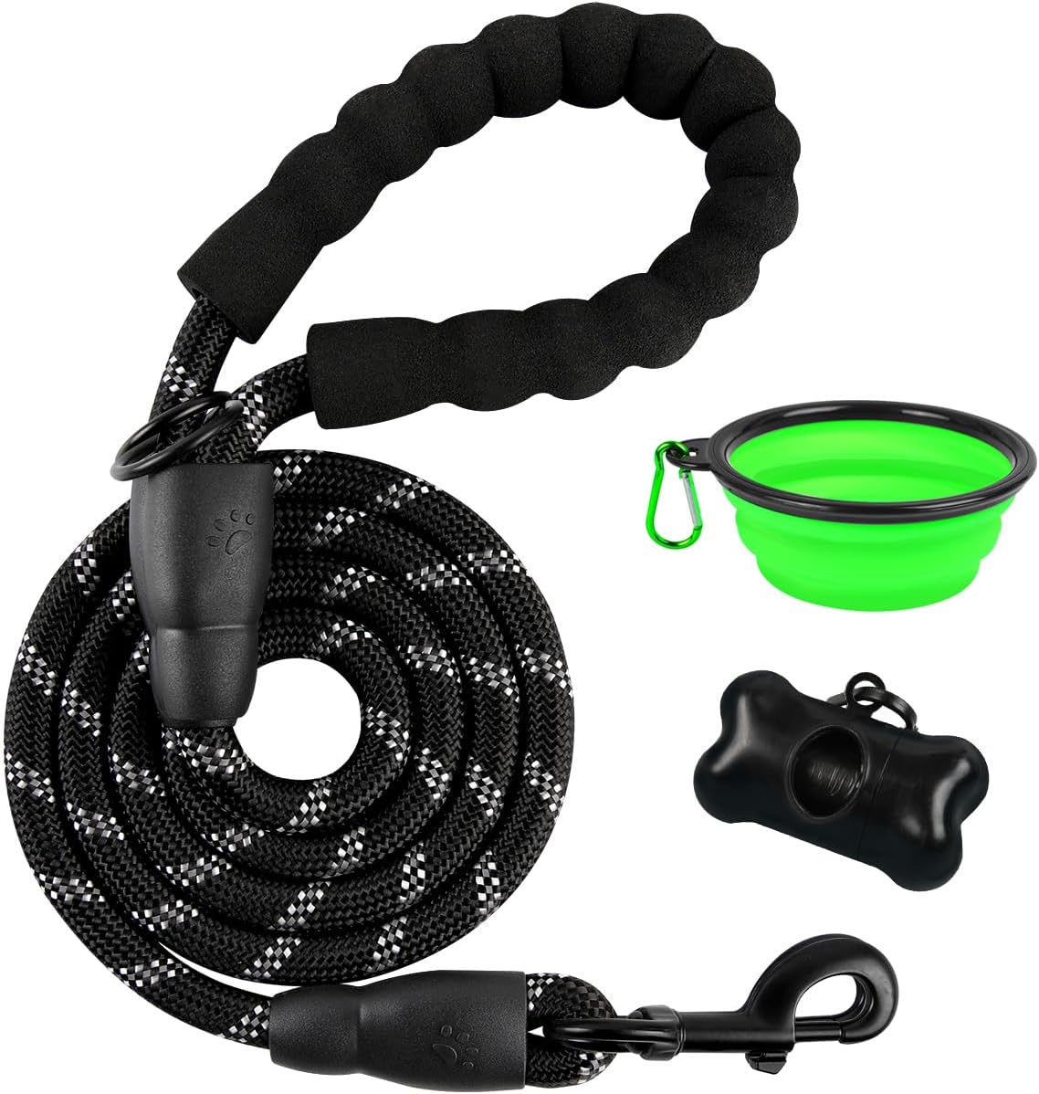 Dog Leashes for Large Dogs Heavy Duty Dog Leash 4/5/6 FT with Comfortable Padded Handle and Highly Reflective Threads for Medium Large Dogs Walking Training Running (5FT-1/2'',Black)