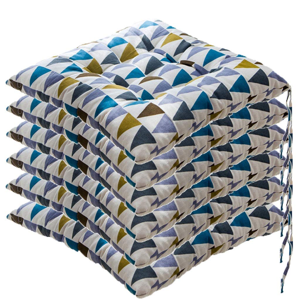 Lot de 6 coussins de chaise avec attaches enveloppe coton housse épaisse 41 cm