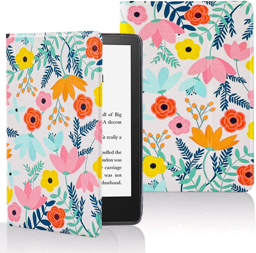 Pudazvi All-New Kindle Paperwhite/Kindle Paperwhite Signature Edition Case(6.8", 11th Generation , 2021 Release),Premium Lightweight PU Leather with Auto Sleep/Wake,Flower 03