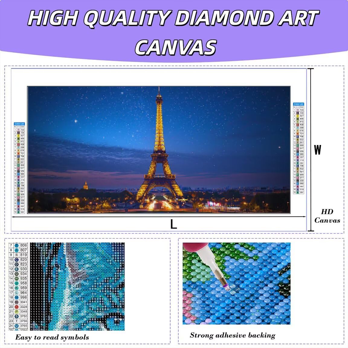 Diamond Painting Groß XXL 160x80cm, 5D Diamond Painting Paris Bilder -0221