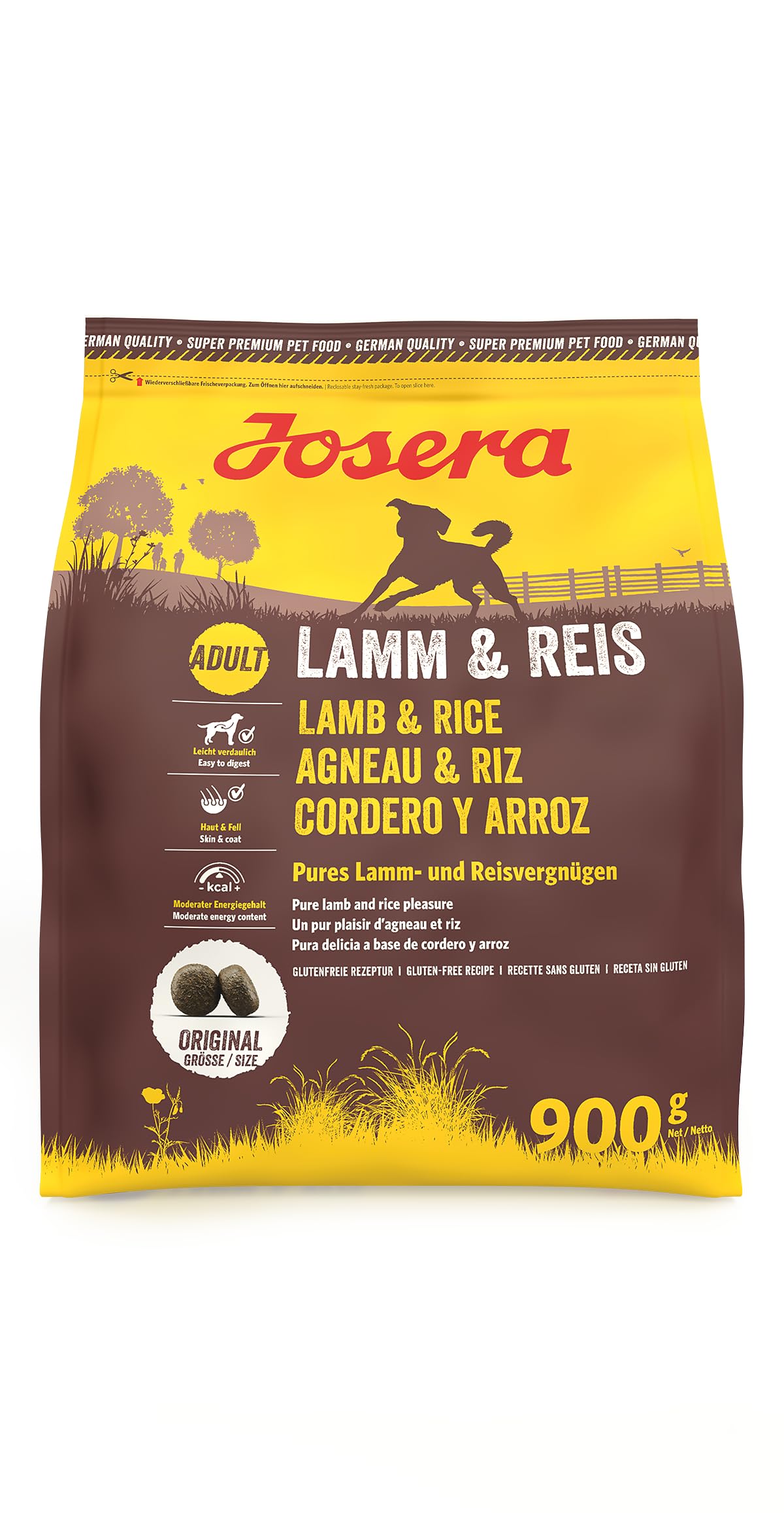 JOSERA Agneau & Riz 900 g | Croquettes pour chien | De l'agneau comme unique source de protéine animale | Nourriture Super Premium pour chien adulte | Lot de 5