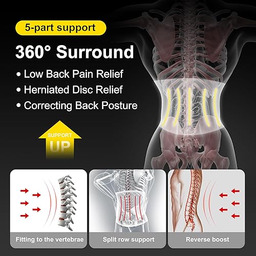 Miniatura 4 de Soporte de espalda para dolor de espalda baja, soporte lumbar, alivio de ciática y hernia de disco, cinturón ajustable con almohadilla extraíble,