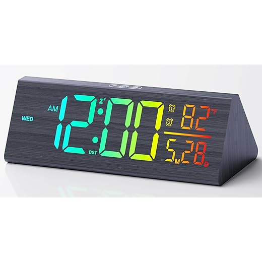 Solid Wood Digital Alarm Clock for Bedroom 8 . 8 Inch Large Display for Living Room, See Time item