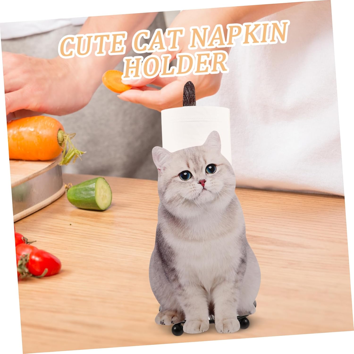 Cute Cat Roll Paper Storage Rack for Bathroom Rustic Toilet Paper Holder Cat Shape Design