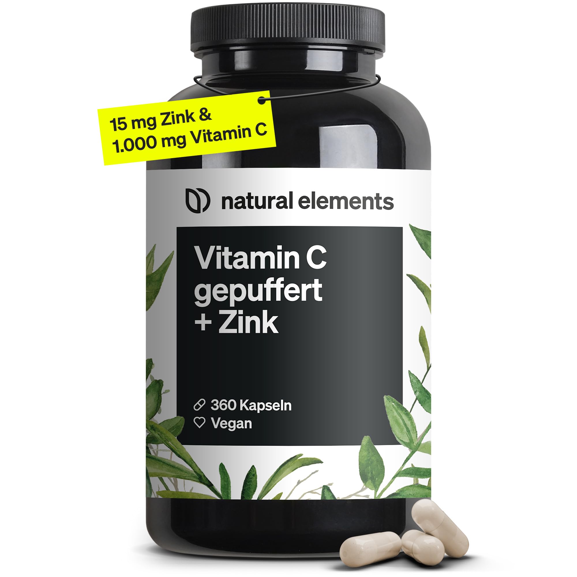 Natural Elements Vitamin C 360 kapsula visoko doziran 1000mg + 15mg Cink