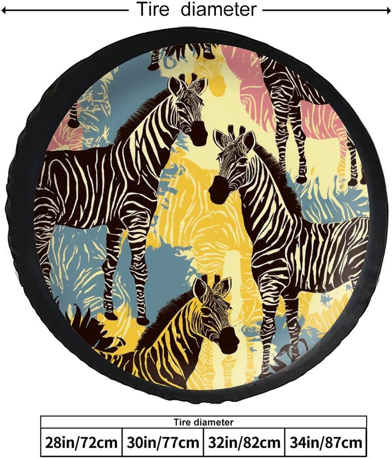28"-34" Thickening Spare Tire Cover Giraffe and Zebra Waterproof Leather Tire Wheel Cover for Trailer Jeep RV SUV