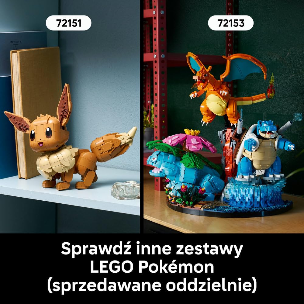 LEGO Pokémon Pikachu i Pokéball 72152 | Kolekcjonerska figurka Pokémona, duży zestaw klocków dla dorosłych, prezent dla fana gry, gamingowa dekoracja, 2050 elementów