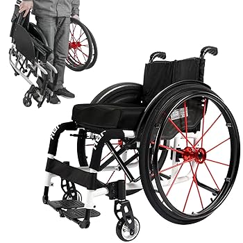 Amazon | 100KG 軽量折りたたみアルミニウムスポーツ車椅子 - 4