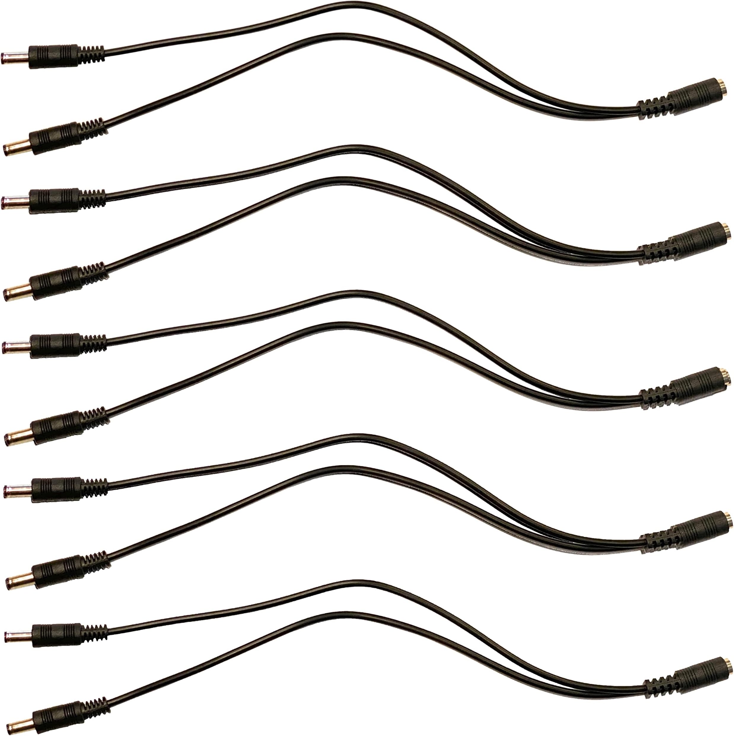 Keen Eye Inc.(5) Pack 2.1mm x 5.5mm DC Power Y Splitter Breakout Cable Female DC to 2 x Male DC Plug