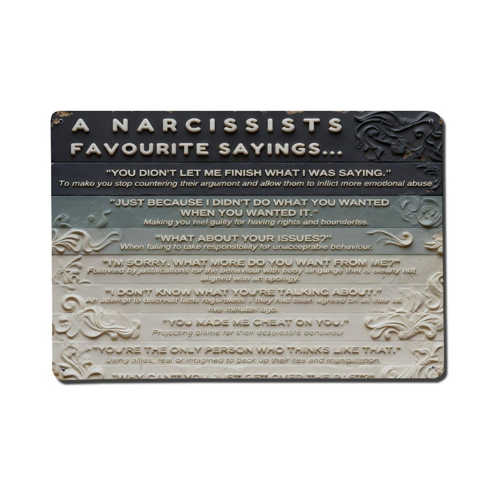 Iageret Vintage Narcissist Sayings Pattern Print Metal Tin Sign Retro Wall Decor, Bar Garage Cafe Kitchen Home Wall Art Poster Decoration 8X12inches