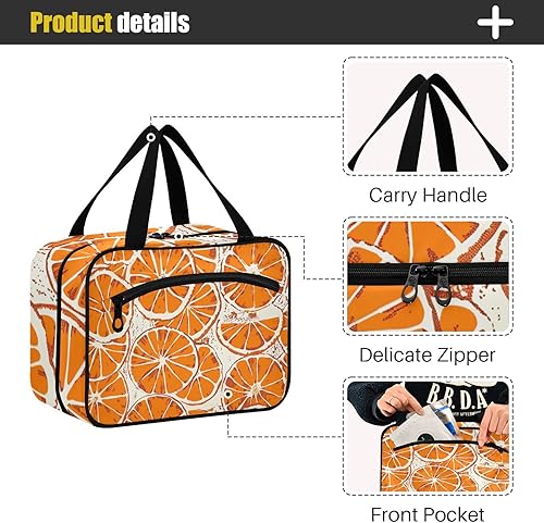 Miniatura 4 de Vintage naranja colgante kit de afeitado bolsa de viaje con gancho, diseñador lindo artículos de tocador bolsa para adultos gimnasio bolso para